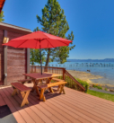 Back Deck with Patio Furniture & Umbrella & Lake